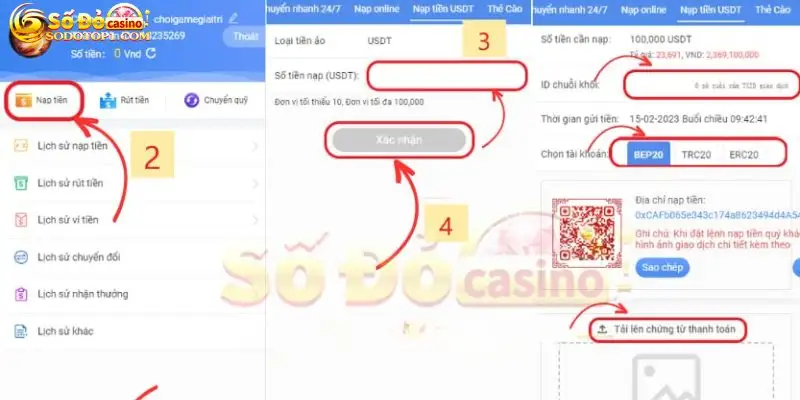 Hướng dẫn nạp tiền SODO siêu tốc bằng tiền ảo USDT