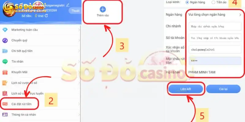 Hướng dẫn rút tiền SODO liên kết tài khoản