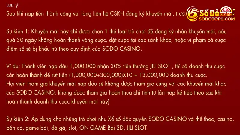 Lưu ý trong Khuyến mãi nạp đầu